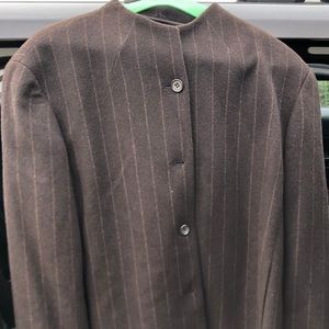 Anne Klein Cashmere Brown Pin Striped Blazer